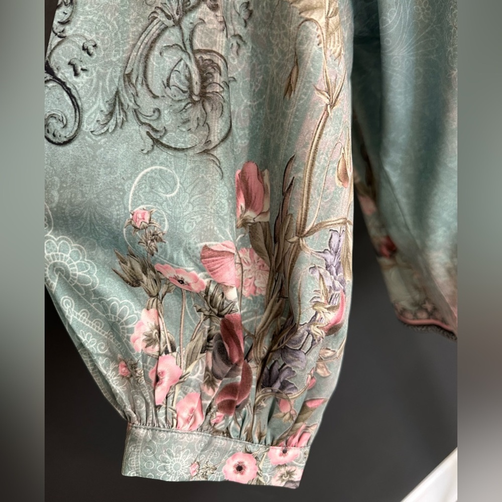 Flamingals Floral Button-Up Blouse - Picture 3 of 6